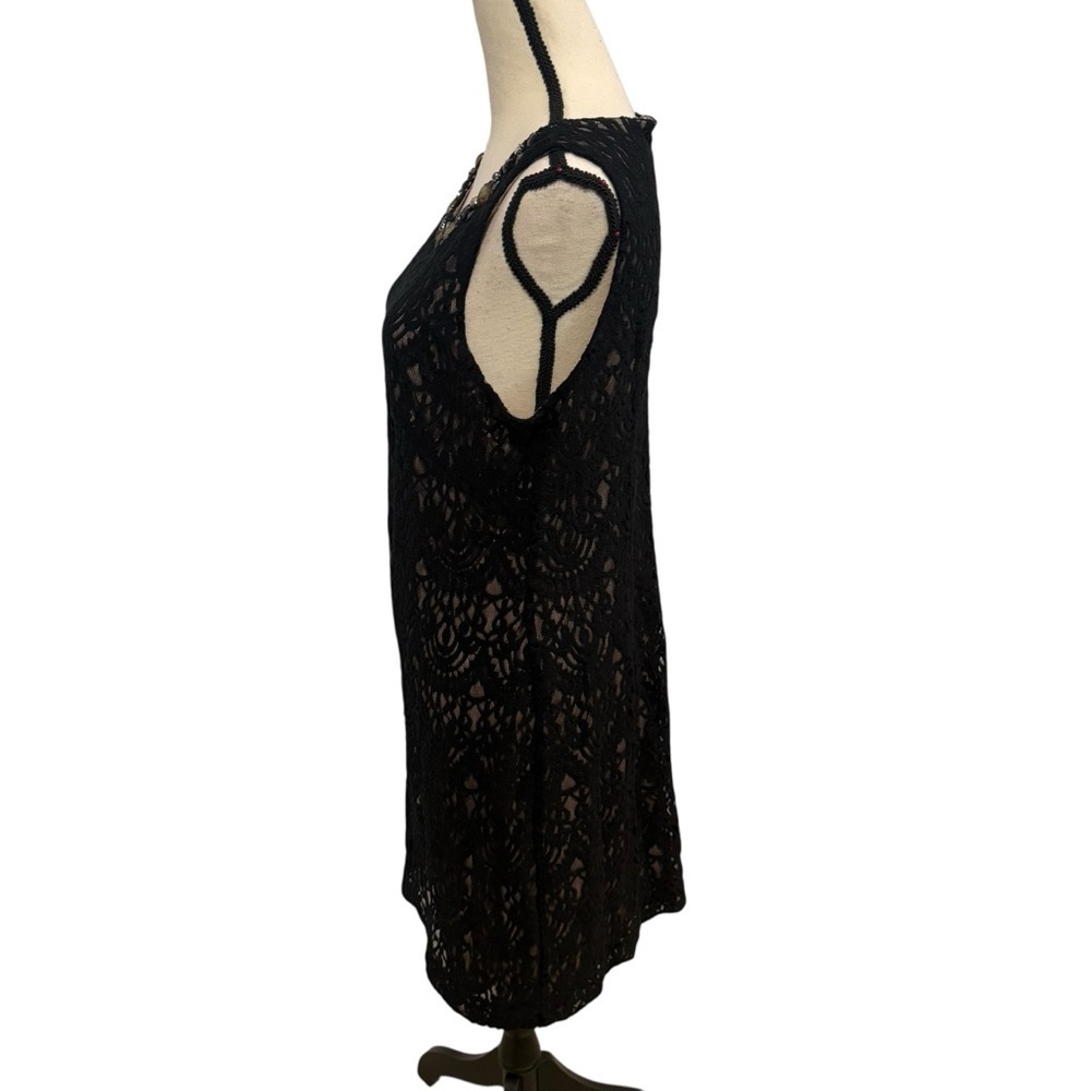 Jessica Howard Black Lace Dress Size 14 Beaded Neck - Picture 4 of 12